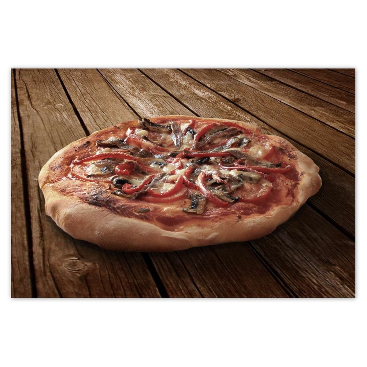 Naklejka ścienna 93x62 Pizza na drewnianym stole