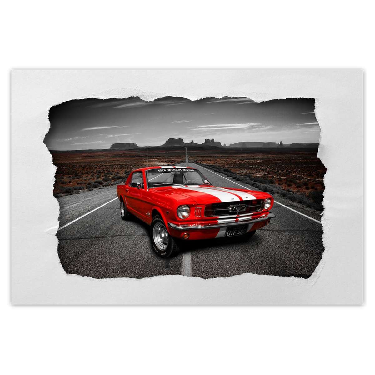 Naklejka ścienna 90x60 Czerwony Ford Mustang