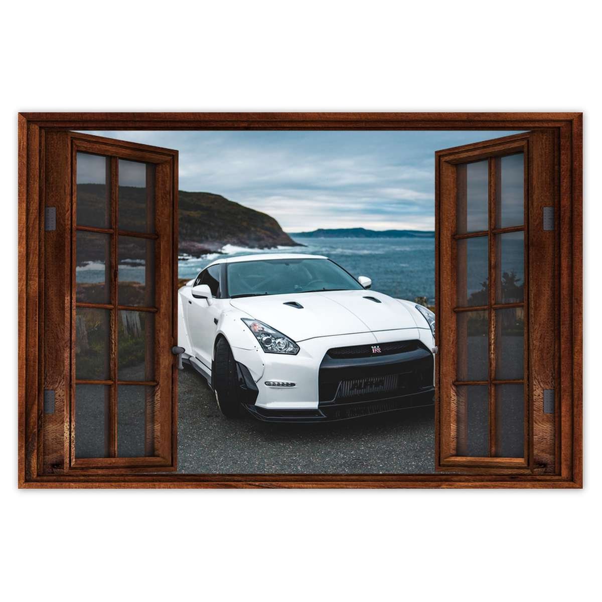 Naklejka ścienna 120x80 Białe sportowe auto