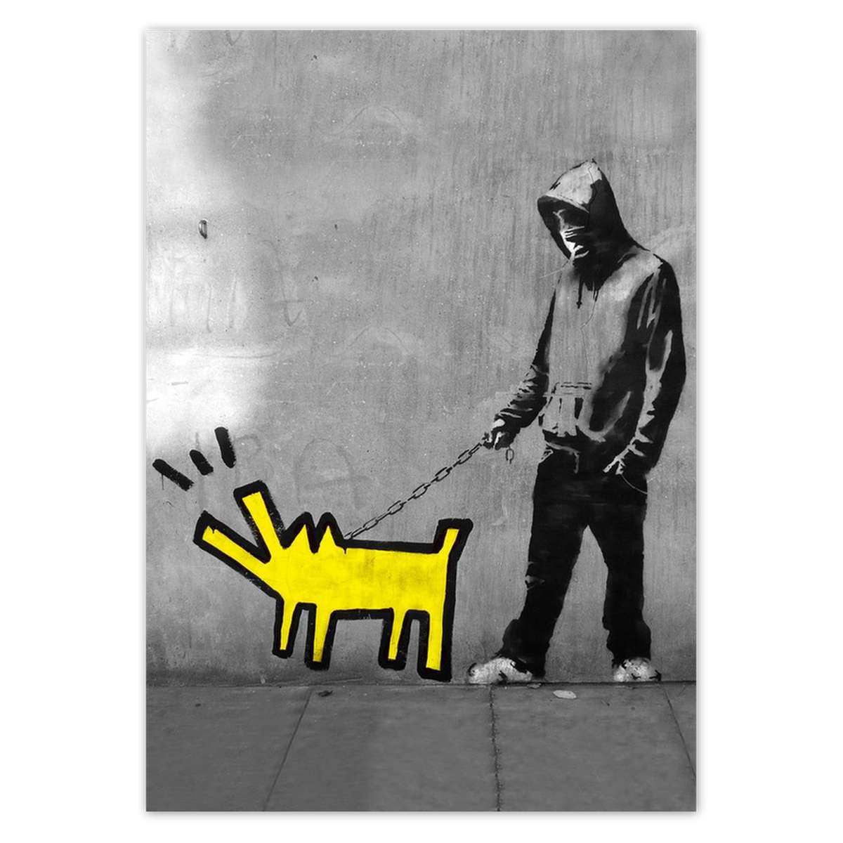 Naklejka ścienna A5 PION Żółty piesek Banksy