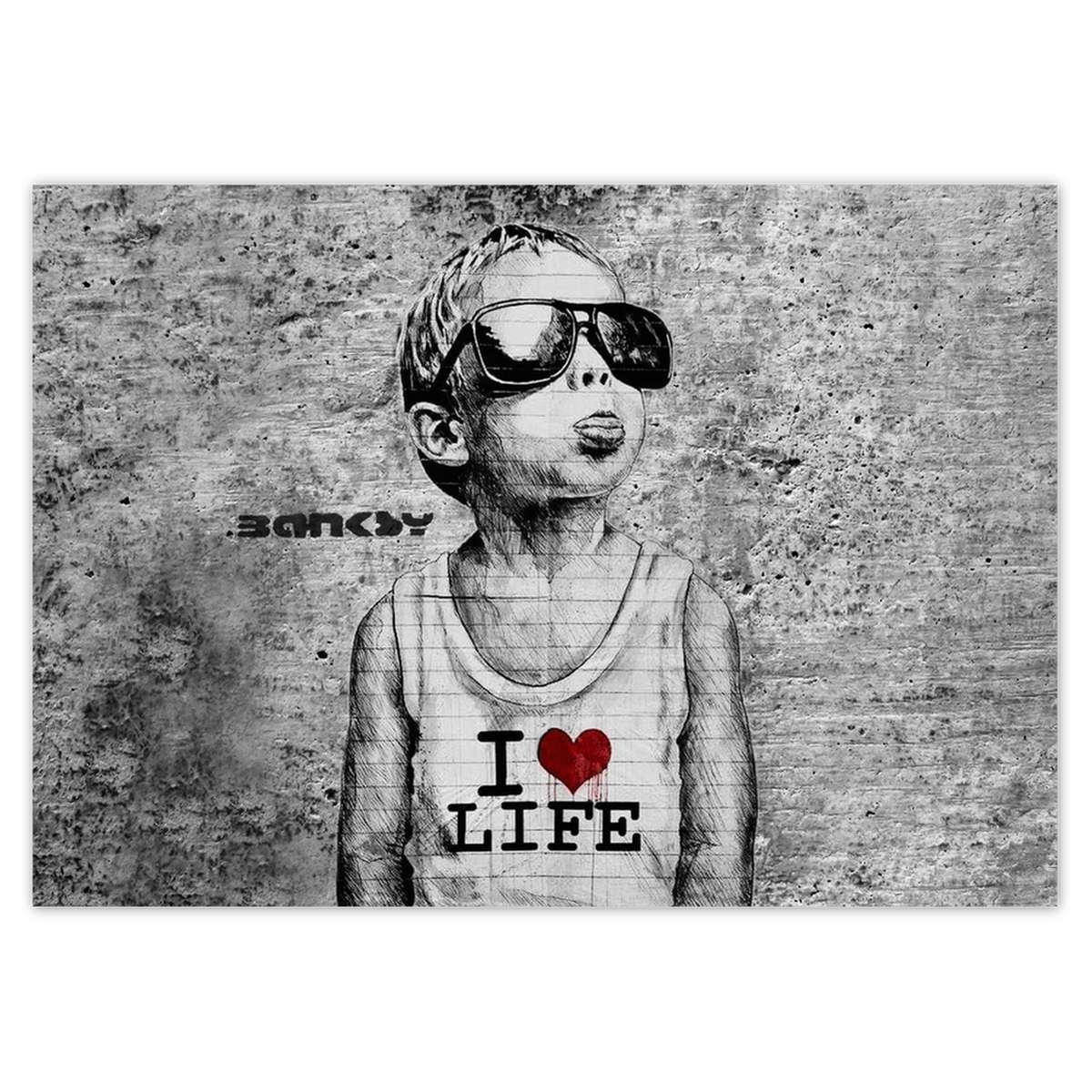 Naklejka ścienna A5 POZIOM I love life Banksy