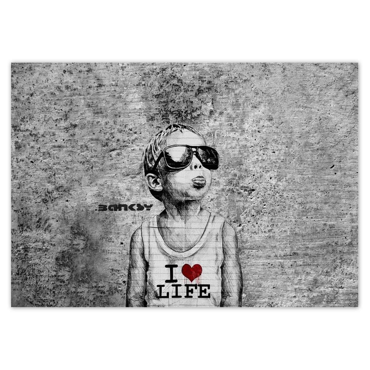 Naklejka ścienna A5 POZIOM I love life Banksy