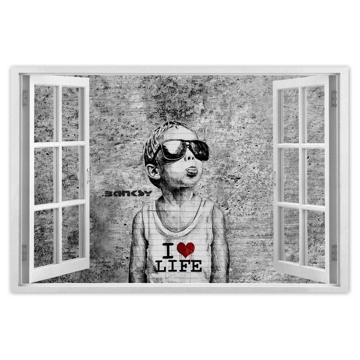 Naklejka ścienna 120x80 I love life Banksy