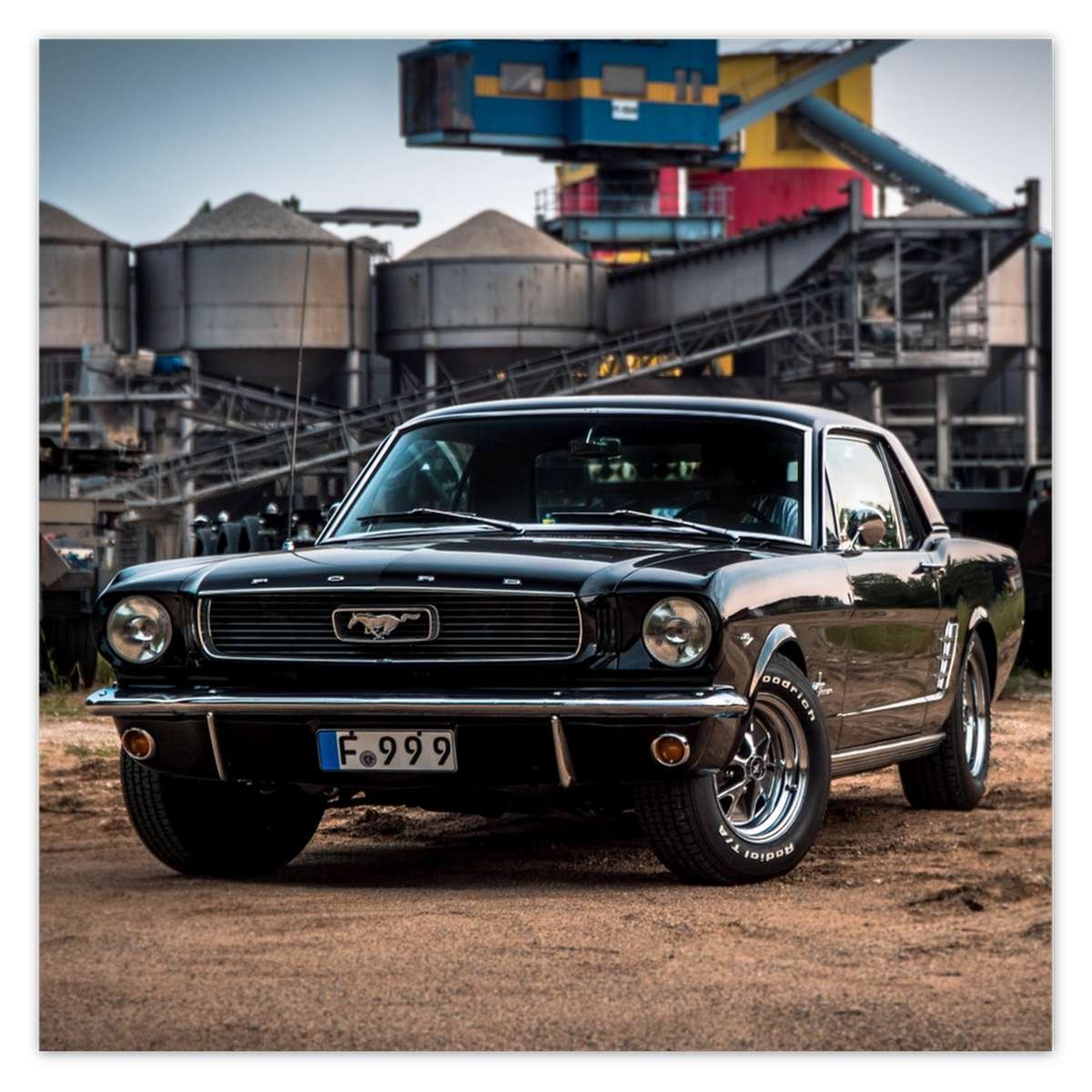 Naklejka ścienna 140x140 Czarny Ford Mustang