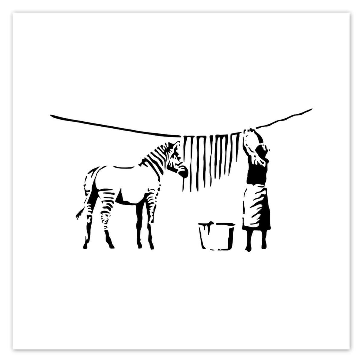 Naklejka ścienna 50x50 Pranie zebry Banksy