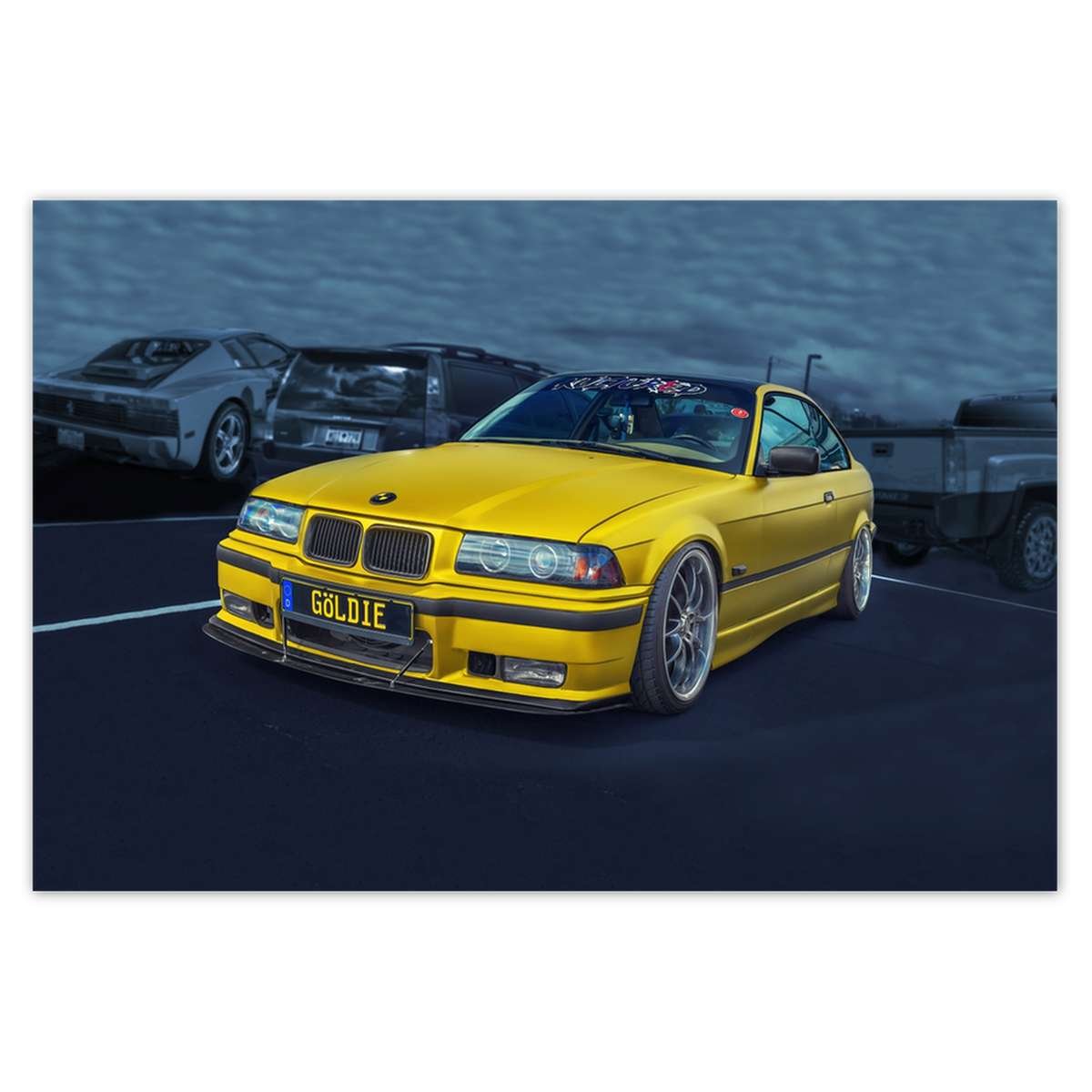 Naklejka ścienna 155x105 Złoty Samochód BMW Auto