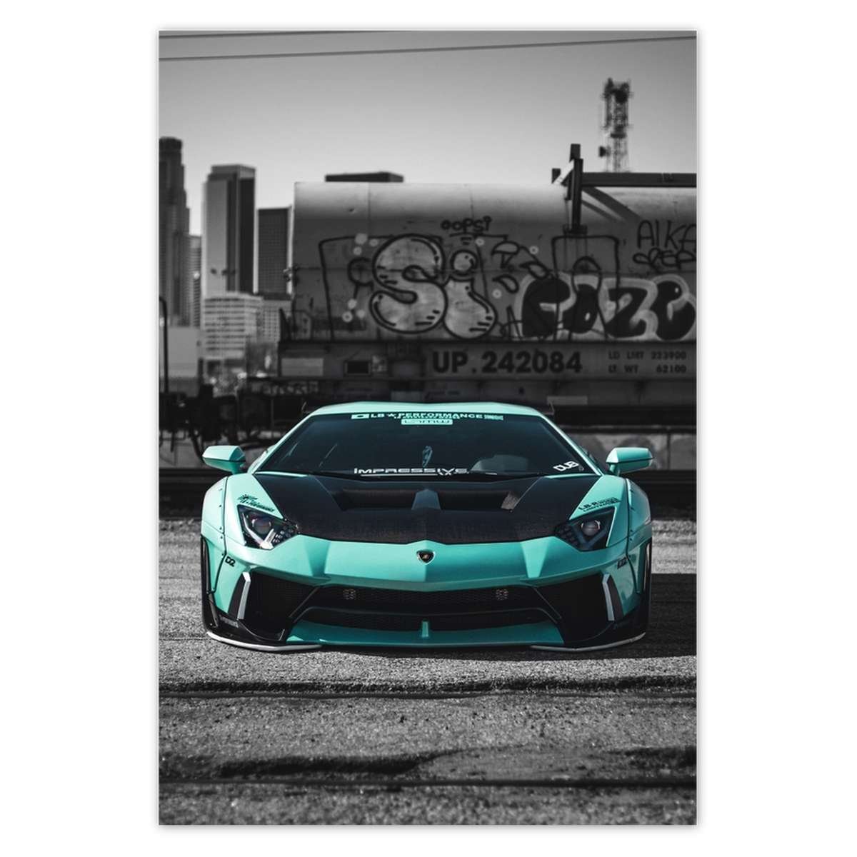 Naklejka ścienna 105x155 Turkusowe Lamborghini