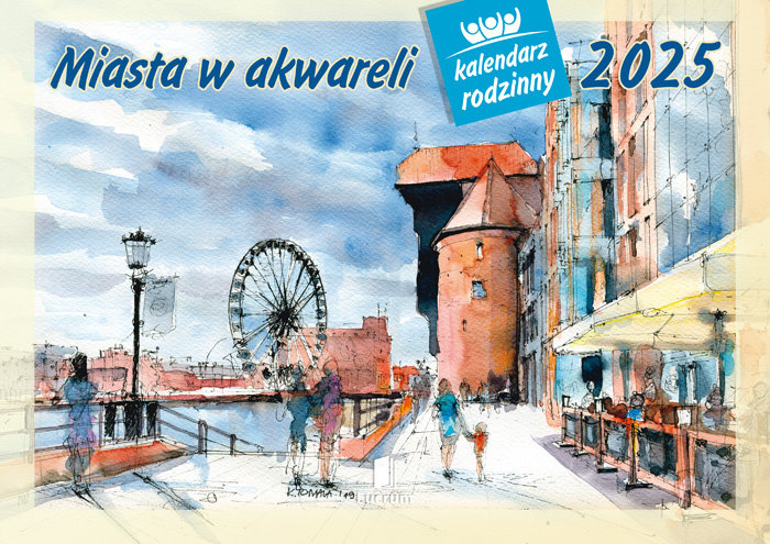 Kalendarz ścienny rodzinny 2025, Miasta w akwareli