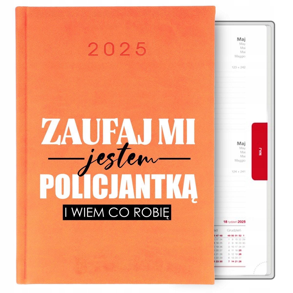 Kalendarz Pomarańczowy Terminarz Dzienny A5 2025 Prezent Dla Policjantki Wz