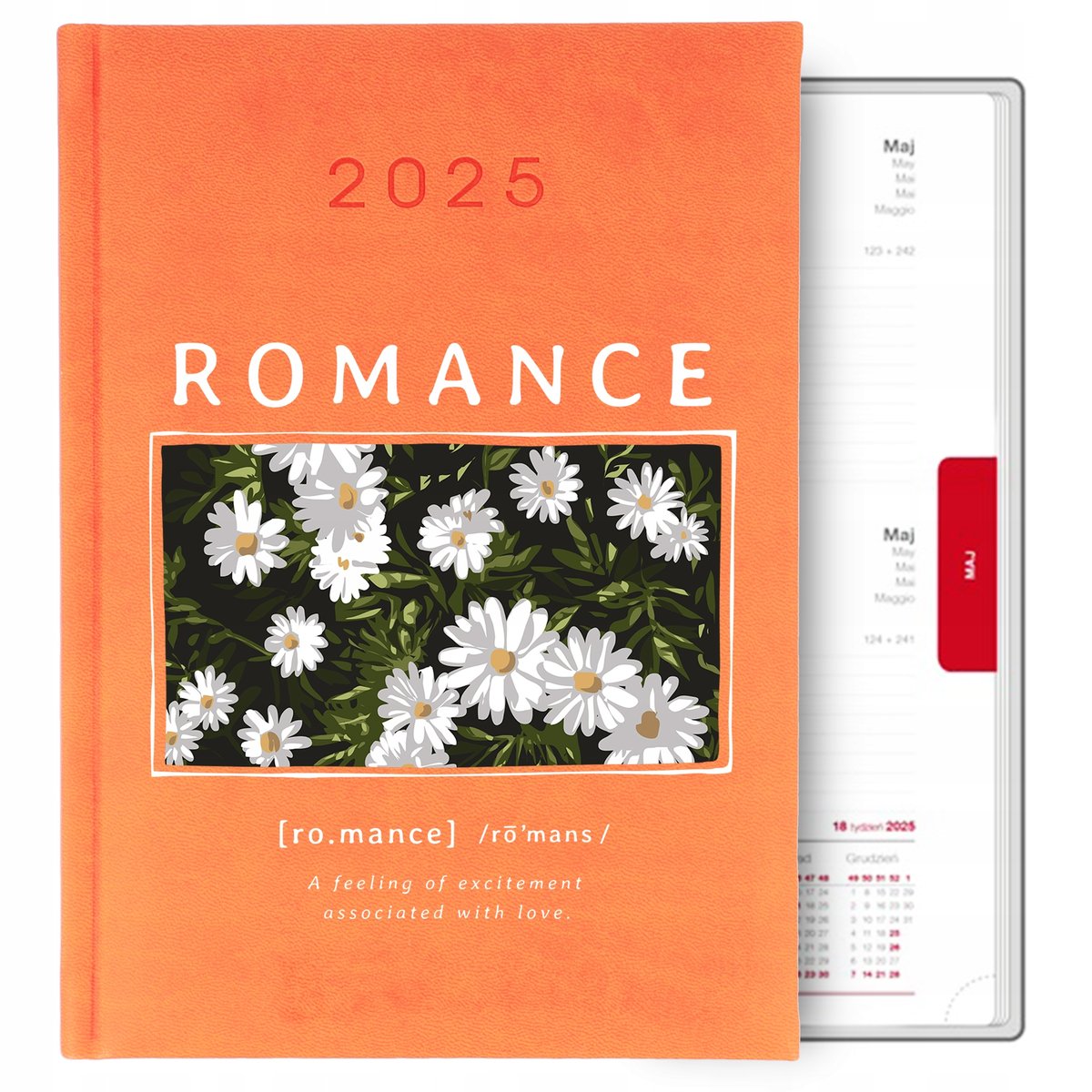 Kalendarz Pomarańczowy Terminarz A5 2025 Prezent Motyw Natura Romance Wz