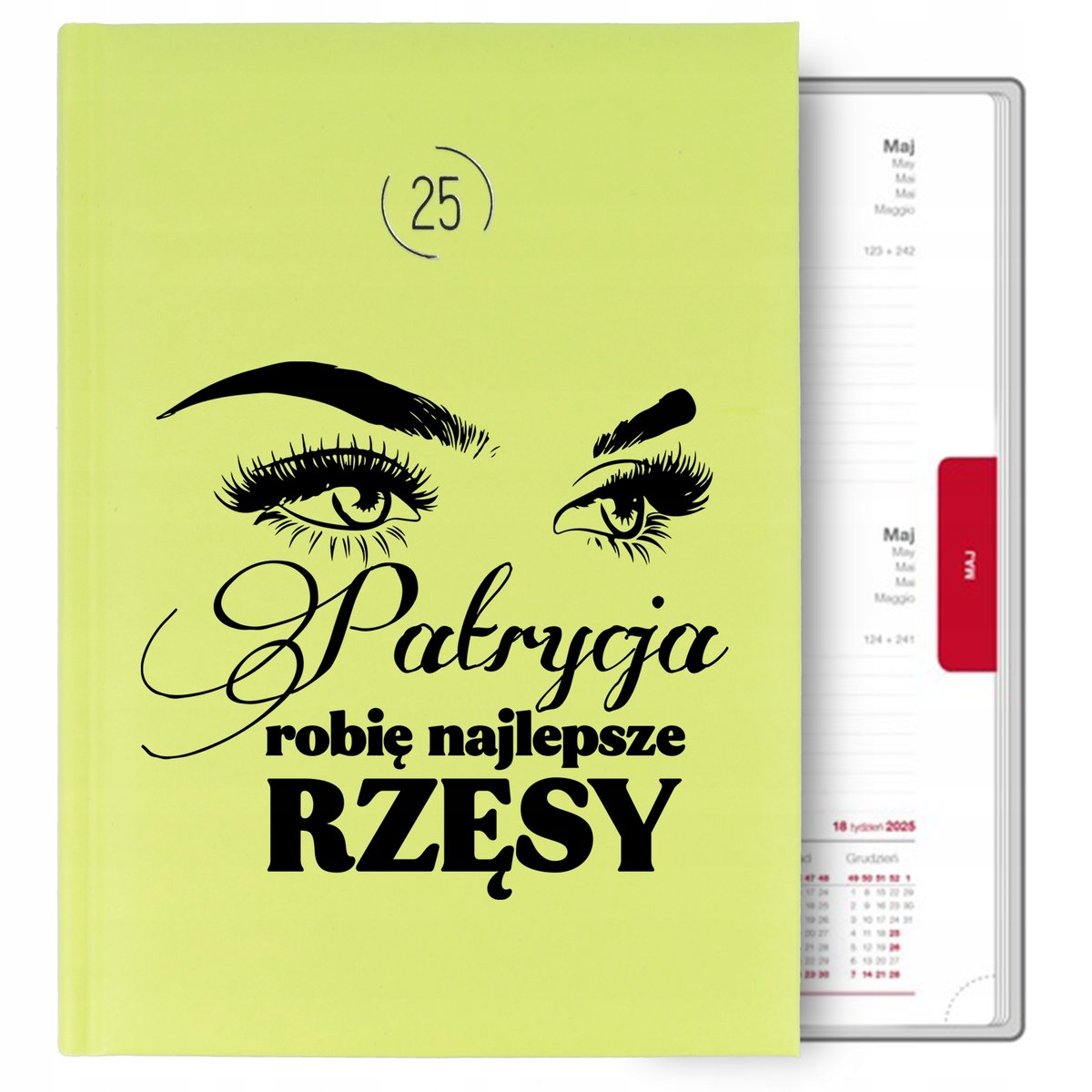 Kalendarz Seledynowy Planer Terminarz A5 2025 Prezent Dla Stylistki Rzęs Wz