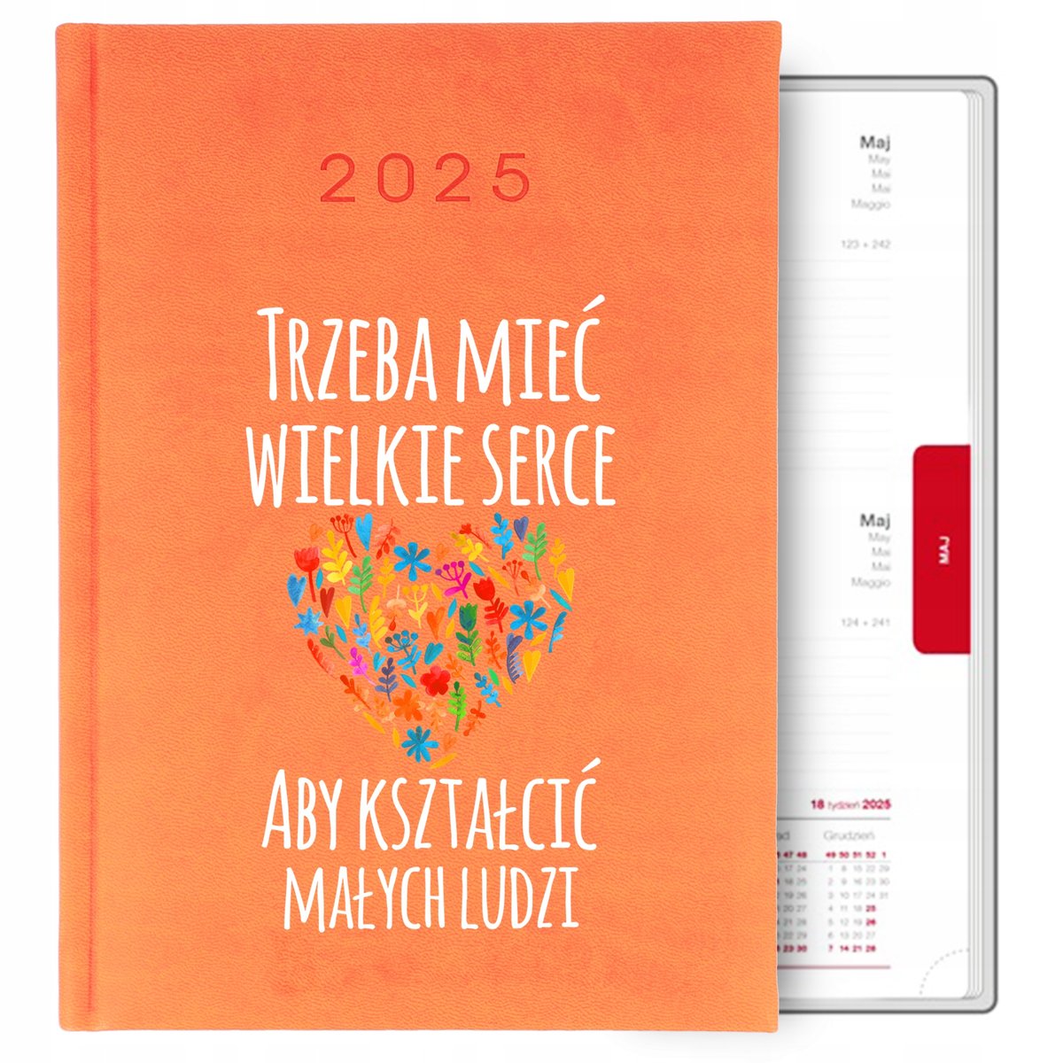 Prezent dla nauczyciela Kalendarz książkowy 2025 POMARAŃCZOWY praktyczny WZ
