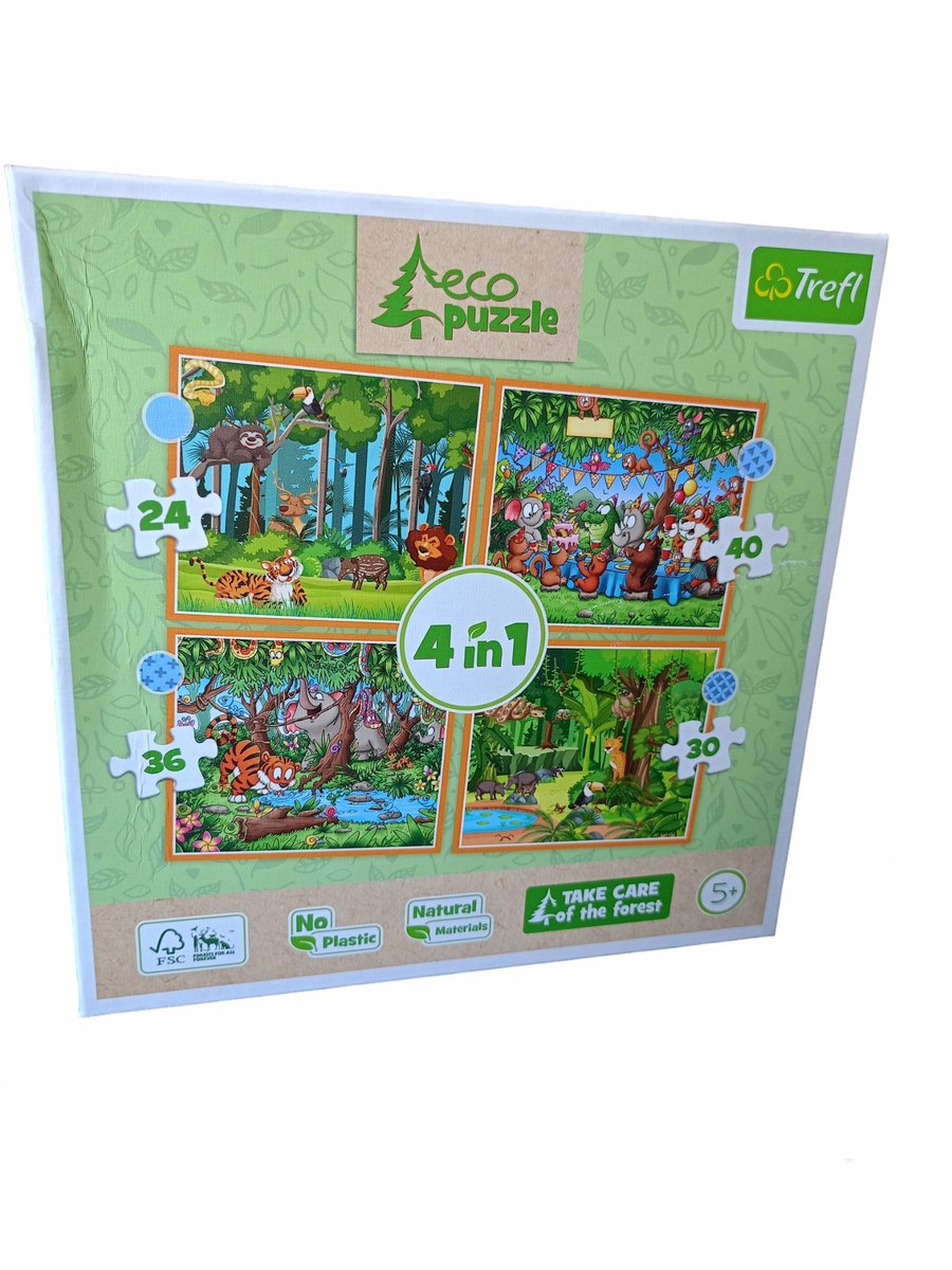 Puzzle 4 w 1 ECO 4, 6, 9, 12 el. 93270 / Zwierzęta z dżungli