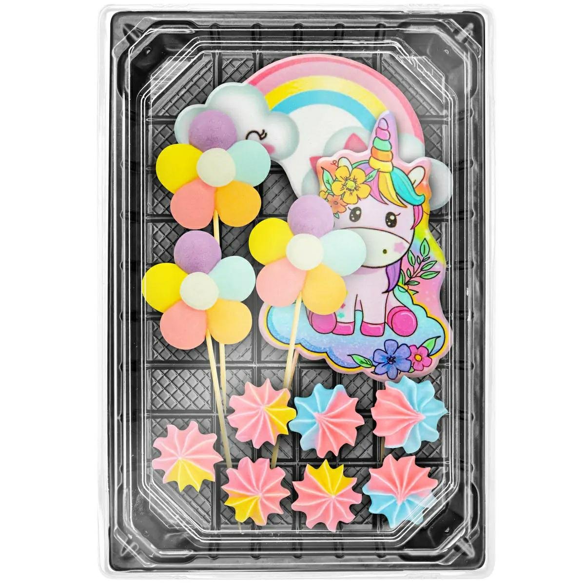 FIGURKA CUKROWA KOLOROWY JEDNOROŻEC  ZESTAW