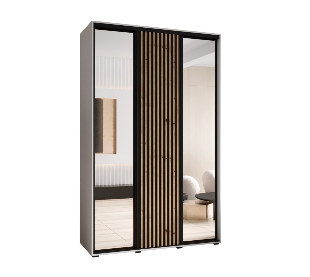 Szafa przesuwna Garderoba SAPPORO 2 150 gł. 45 biały/czarny