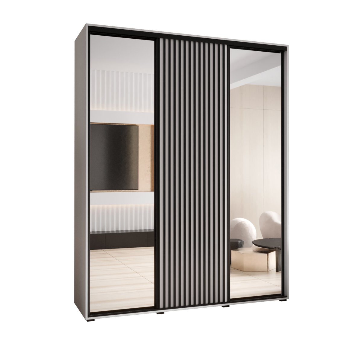 Szafa przesuwna Garderoba LANKO 2 190 gł. 45 biały/biały