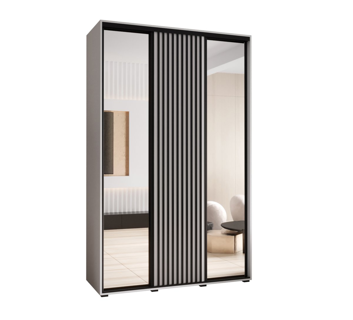 Szafa przesuwna Garderoba LANKO 2 160 gł. 60 biały/biały