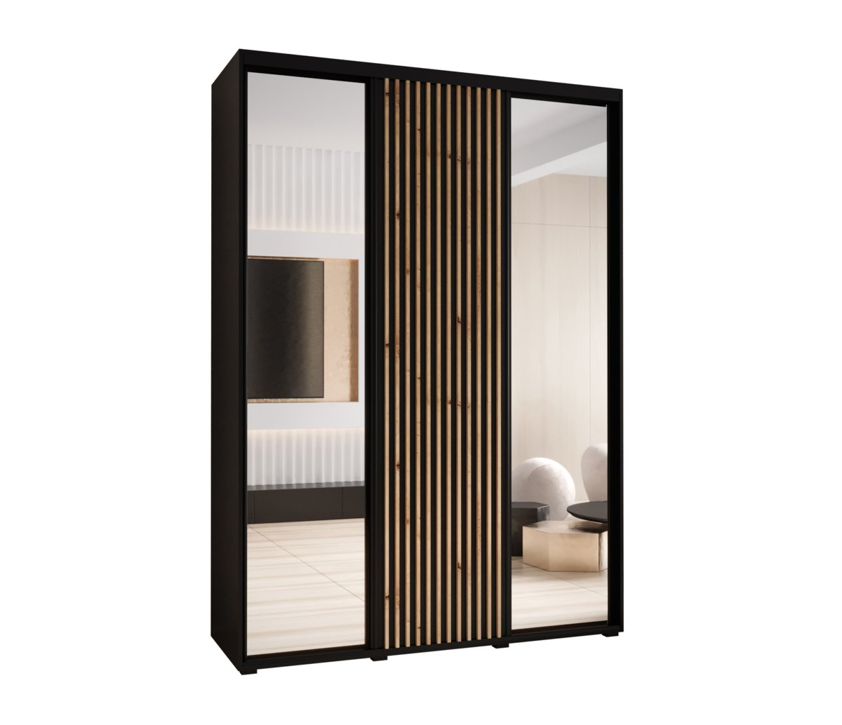 Szafa przesuwna Garderoba SAPPORO 2 170 gł. 45 czarny/czarny