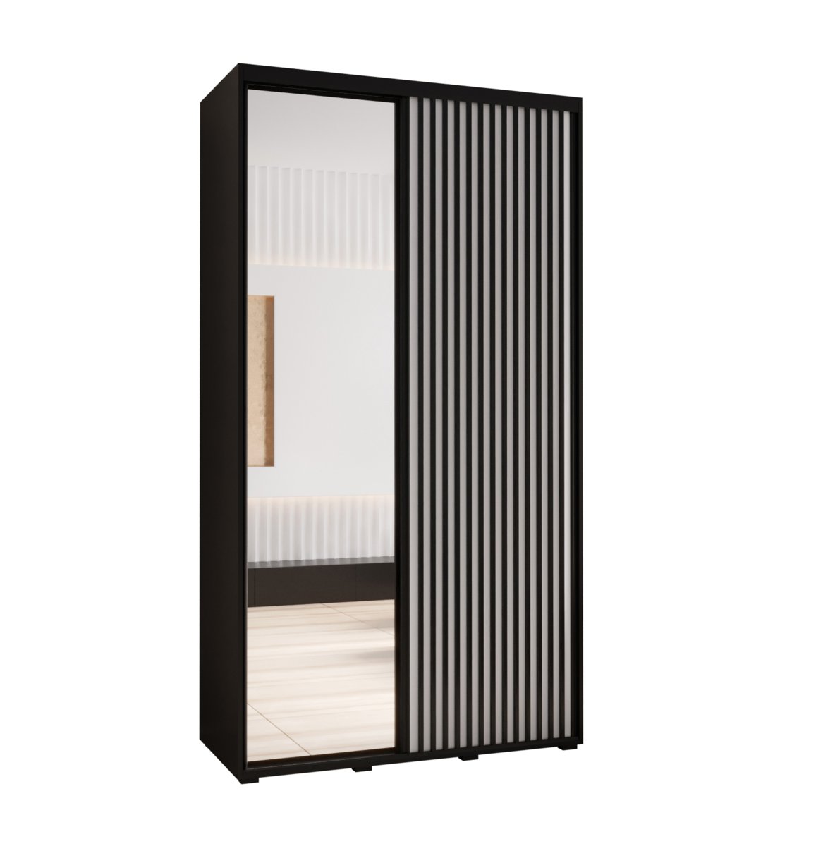 Szafa przesuwna Garderoba SAPPORO 2 130 gł. 45 czarny/biały