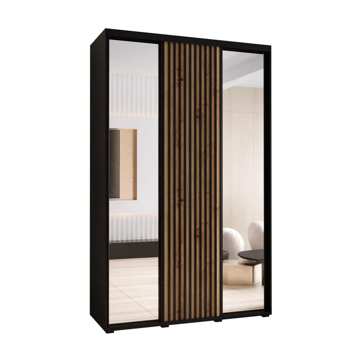 Szafa przesuwna Garderoba LANKO 2 150 gł. 60 czarny/artisan