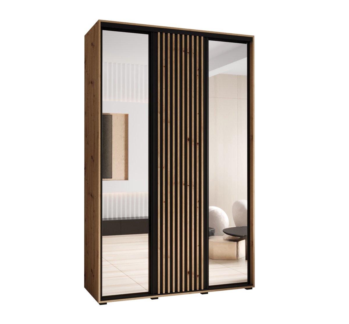 Szafa przesuwna Garderoba SAPPORO 2 160 gł. 60 artisan/czarny