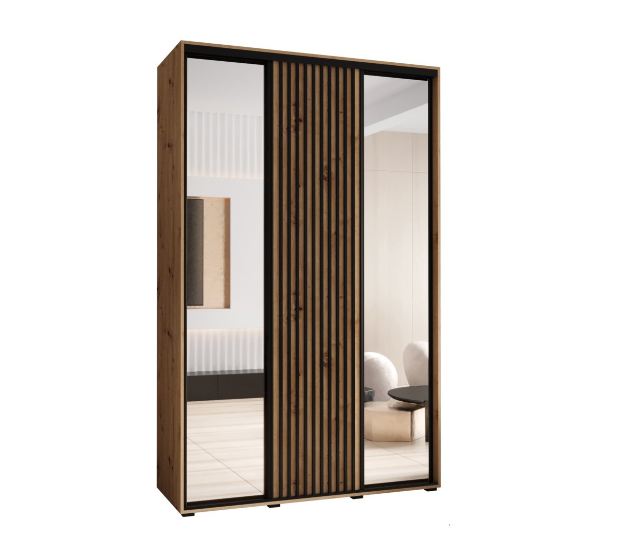 Szafa przesuwna Garderoba LANKO 2 160 gł. 45 artisan/czarny