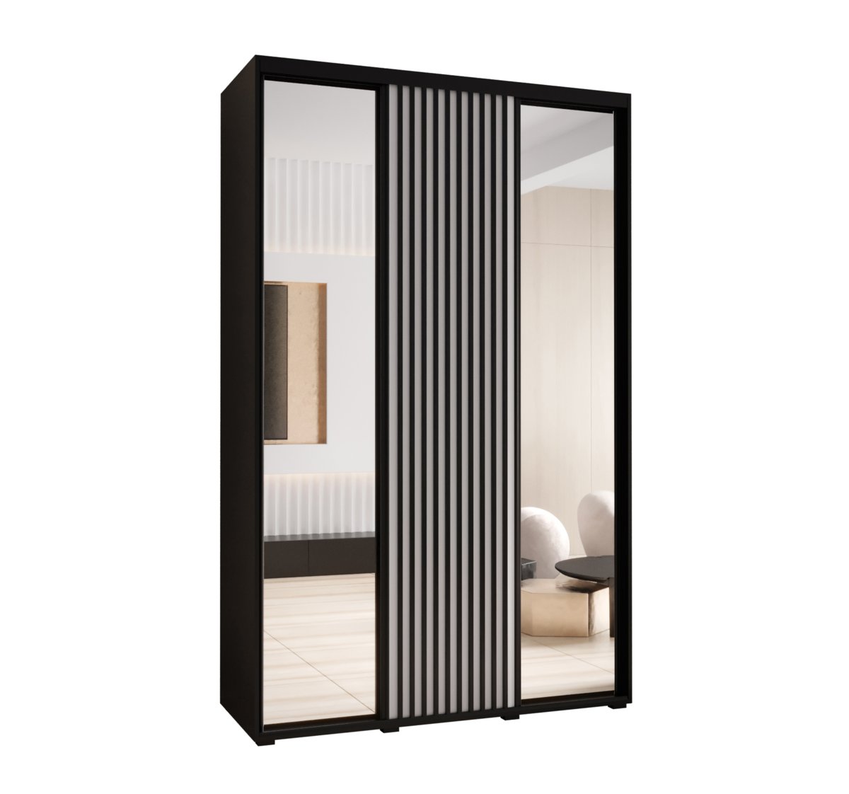 Szafa przesuwna Garderoba LANKO 2 150 gł. 45 czarny/biały