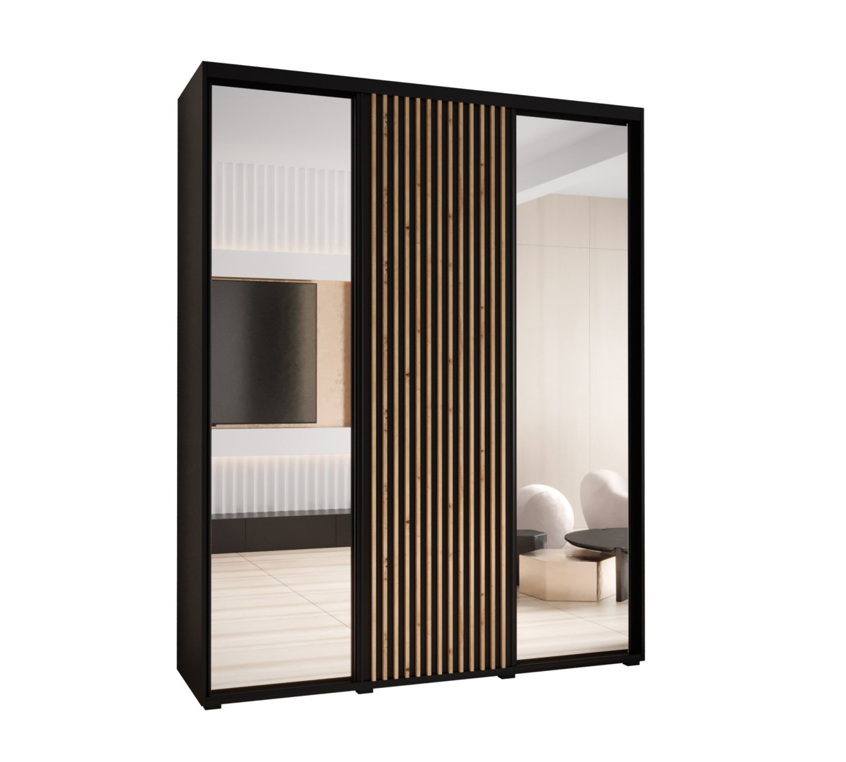 Szafa przesuwna Garderoba SAPPORO 2 200 gł. 45 czarny/czarny