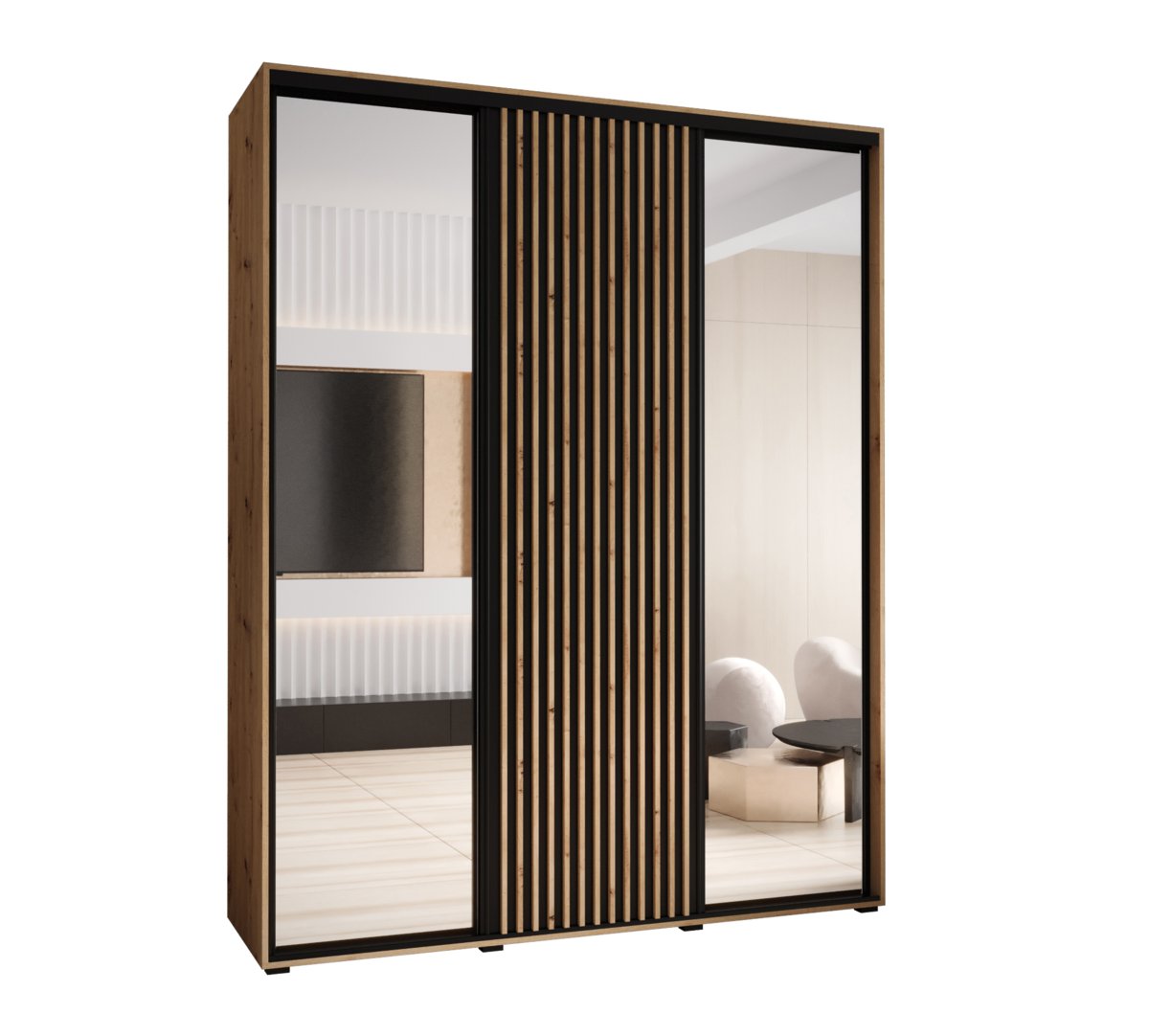 Szafa przesuwna Garderoba SAPPORO 2 190 gł. 60 artisan/czarny