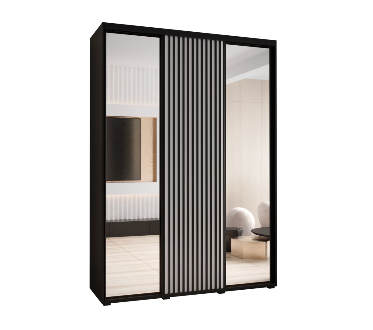 Szafa przesuwna Garderoba SAPPORO 2 170 gł. 45 czarny/biały