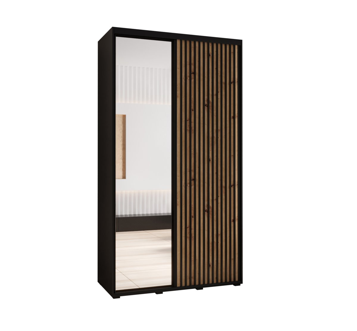 Szafa przesuwna Garderoba LANKO 2 140 gł. 60 czarny/artisan
