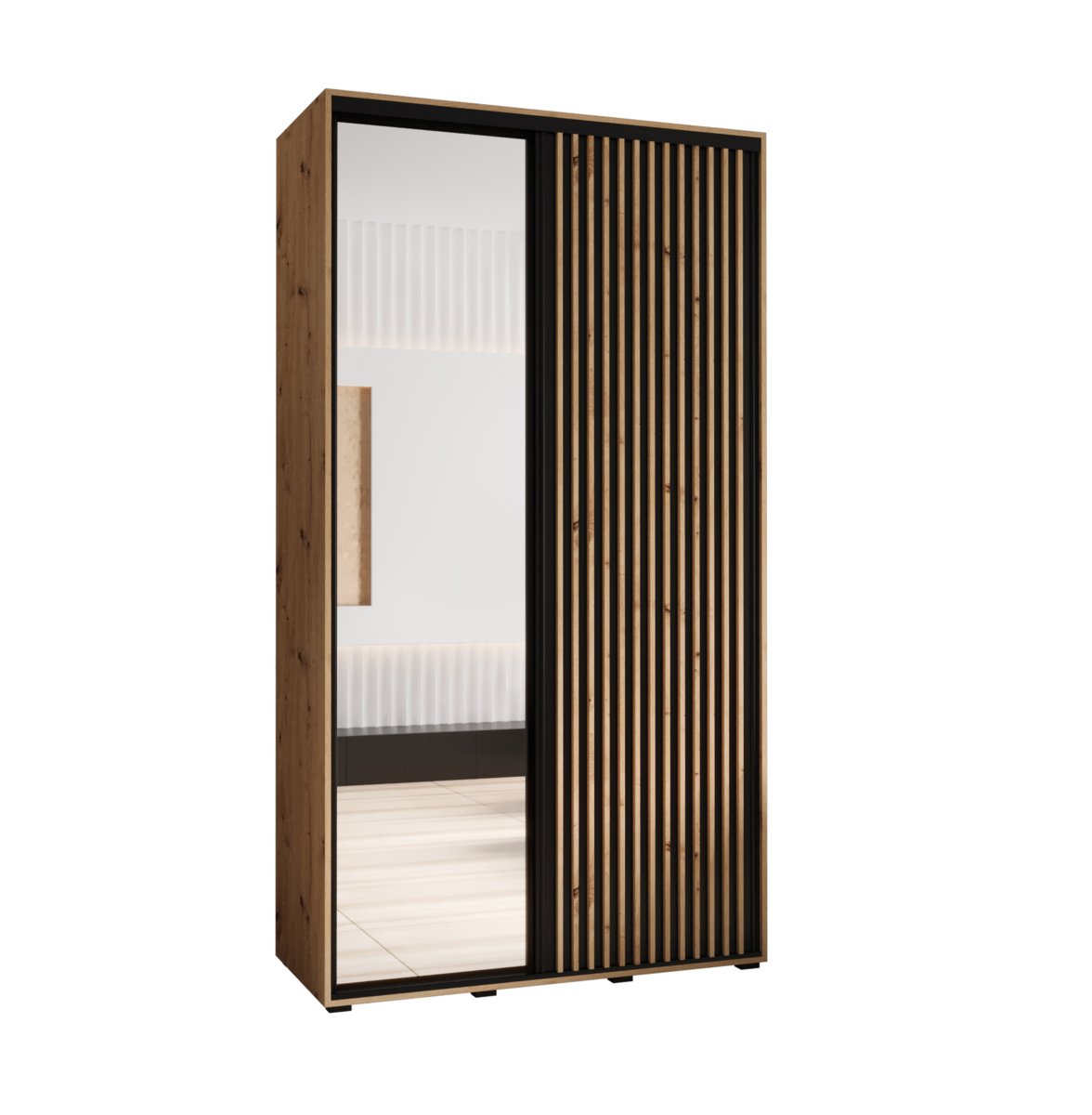 Szafa przesuwna Garderoba SAPPORO 2 140 gł. 60 artisan/czarny
