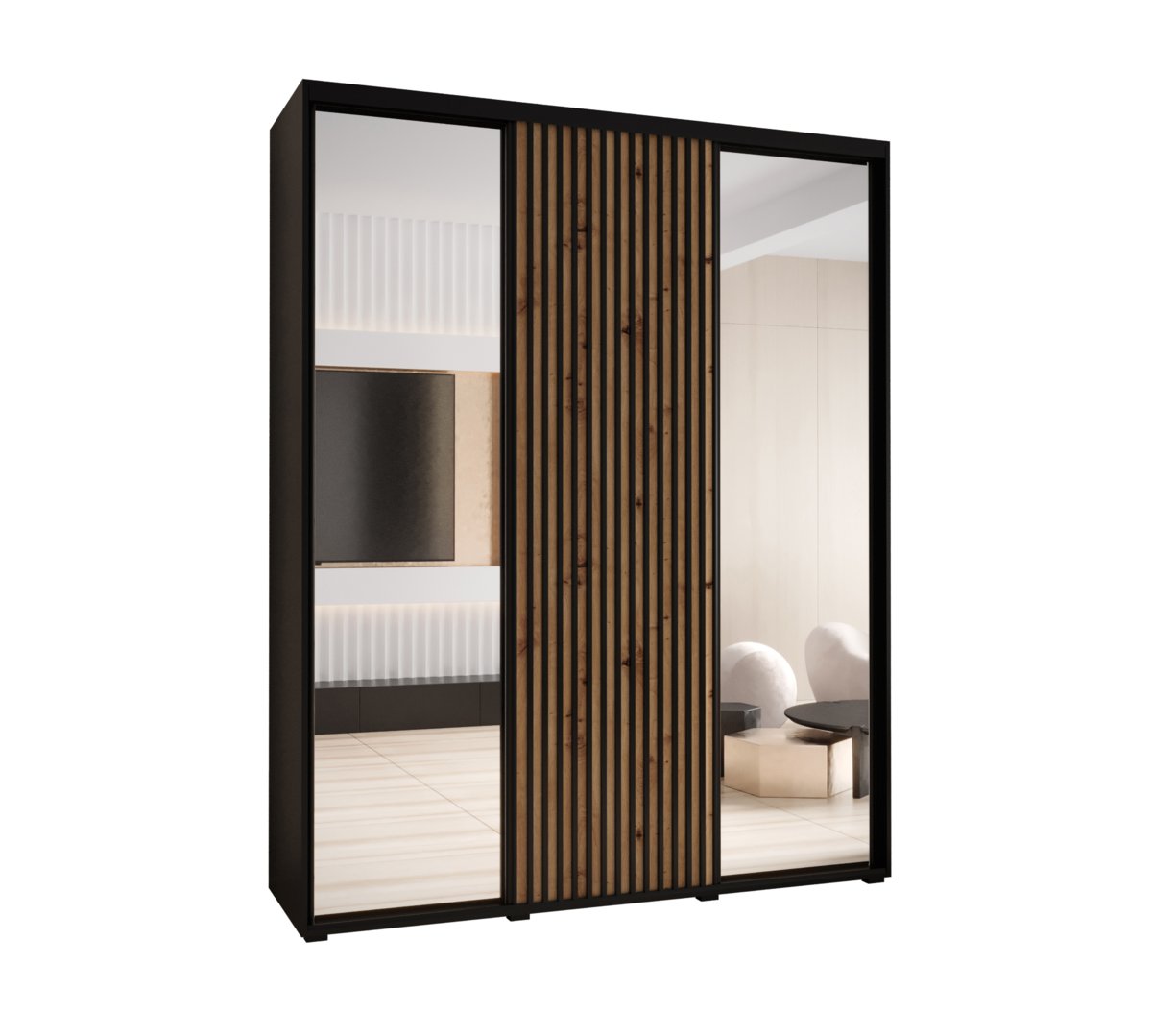 Szafa przesuwna Garderoba LANKO 2 200 gł. 60 czarny/artisan