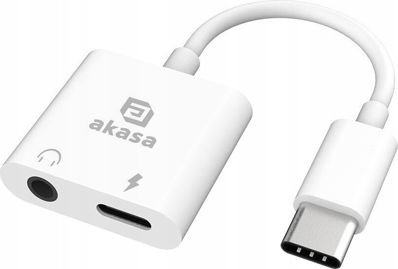 Akasa AKASA adaptér USB-C to 3.5mm Jack & PD 15W Nabíjecí port, bílá AK-CBCA30-08WH