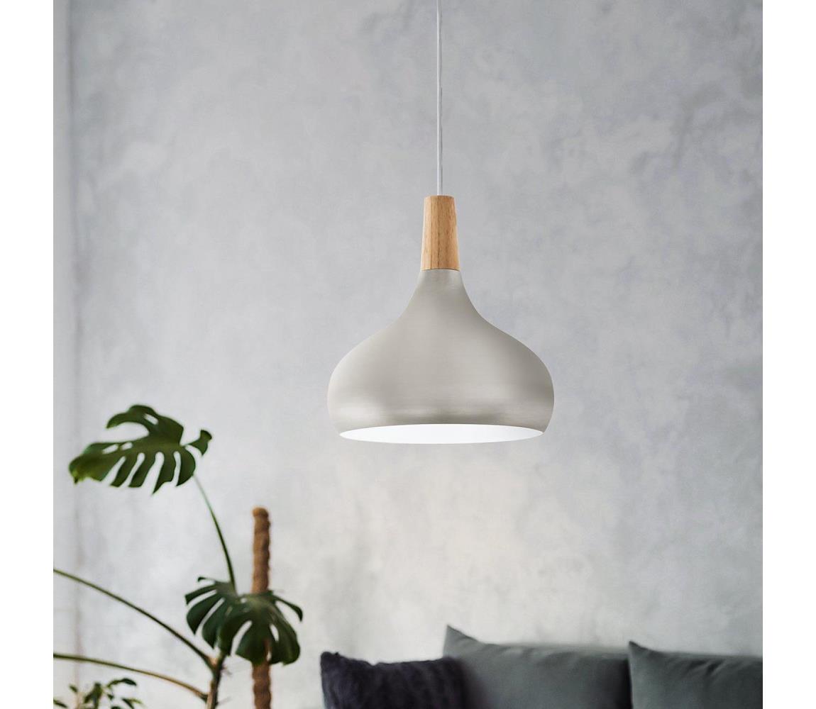 Eglo 901181-Żyrandol na lince SABINAR 1xE27/60W/230V śr. 28cm srebrny - certyfikat FC