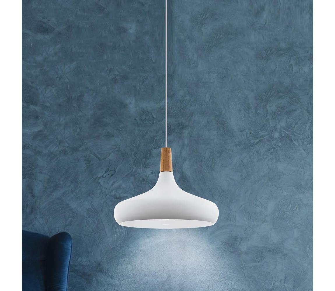 Eglo 901179 - Żyrandol na lince SABINAR 1xE27/60W/230V śr. 40cm biały - certyfikat FSC