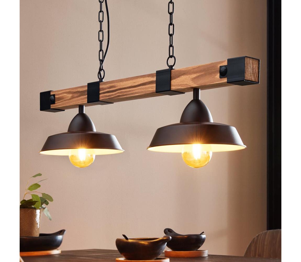 Eglo 44085 - Żyrandol na łańcuchu OLDBURY 2xE27/60W/230V - certyfikat FSC