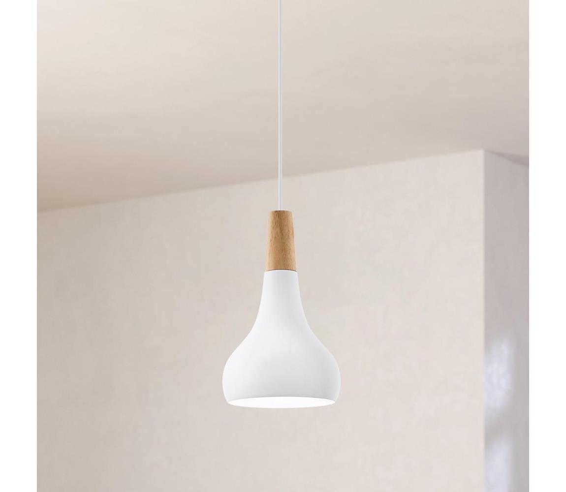 Eglo 901177 - Żyrandol na lince SABINAR 1xE27/60W/230V śr. 18cm biały - certyfikat FSC