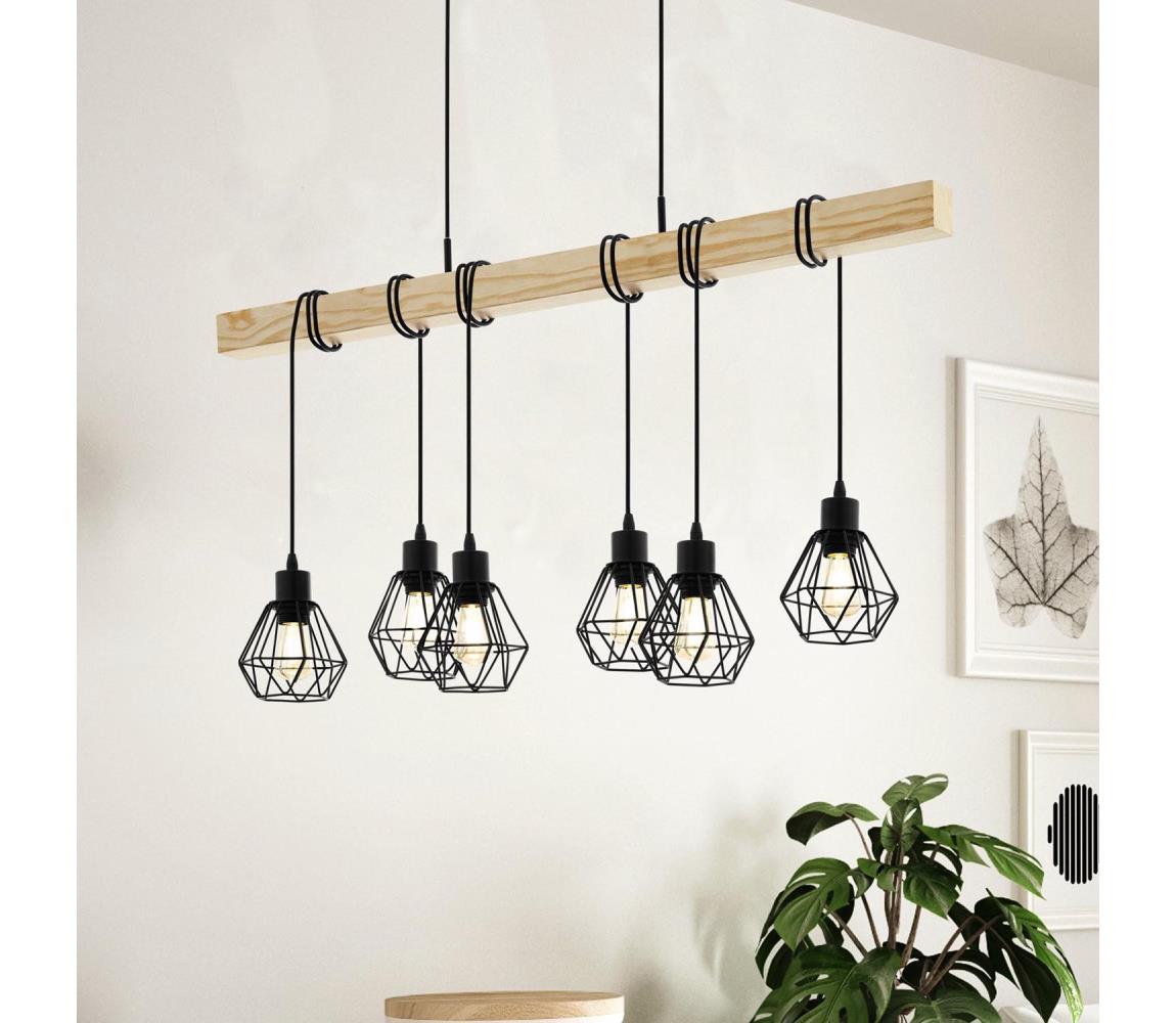 Eglo 44076 - Żyrandol na lince TOWNSHEND 6xE27/60W/230V - FSC certyfikowano