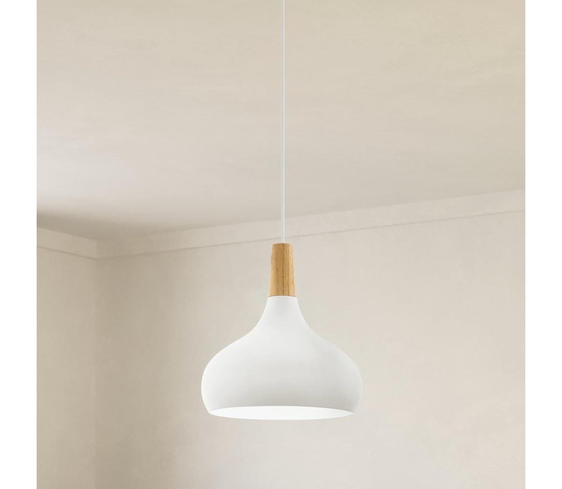 Eglo 901178 - Żyrandol na lince SABINAR 1xE27/60W/230V śr. 28cm biały - certyfikat FSC