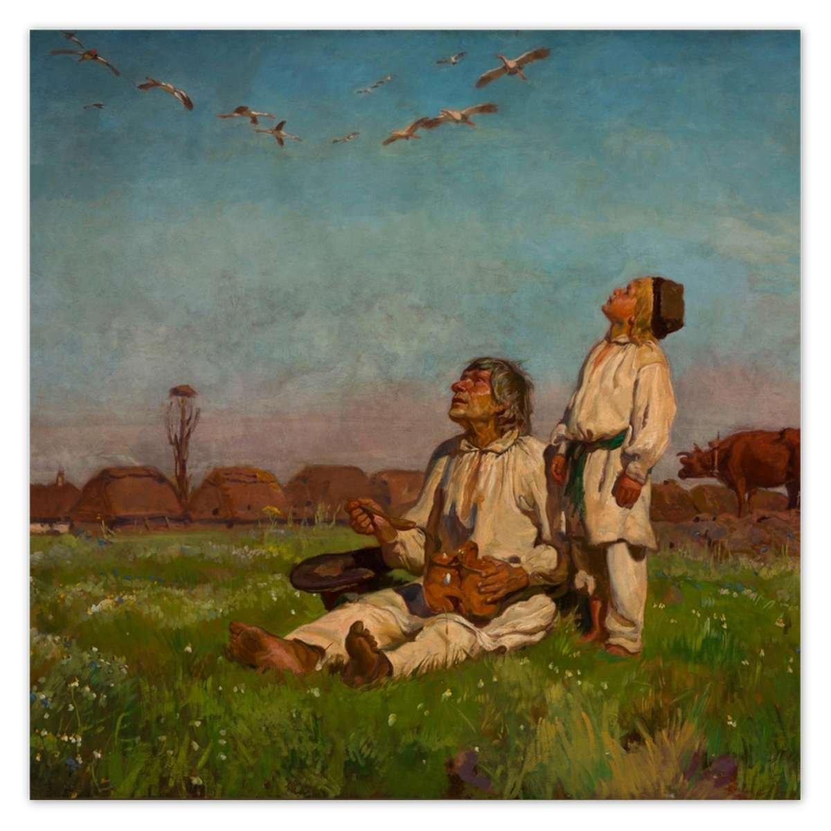 Naklejka ścienna 30x30 Józef Chełmoński Bociany