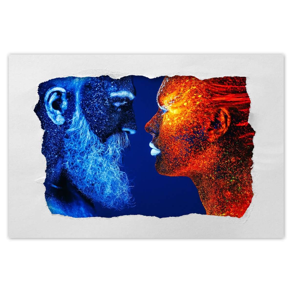 Naklejka ścienna 60x40 On zimny Ona gorąca