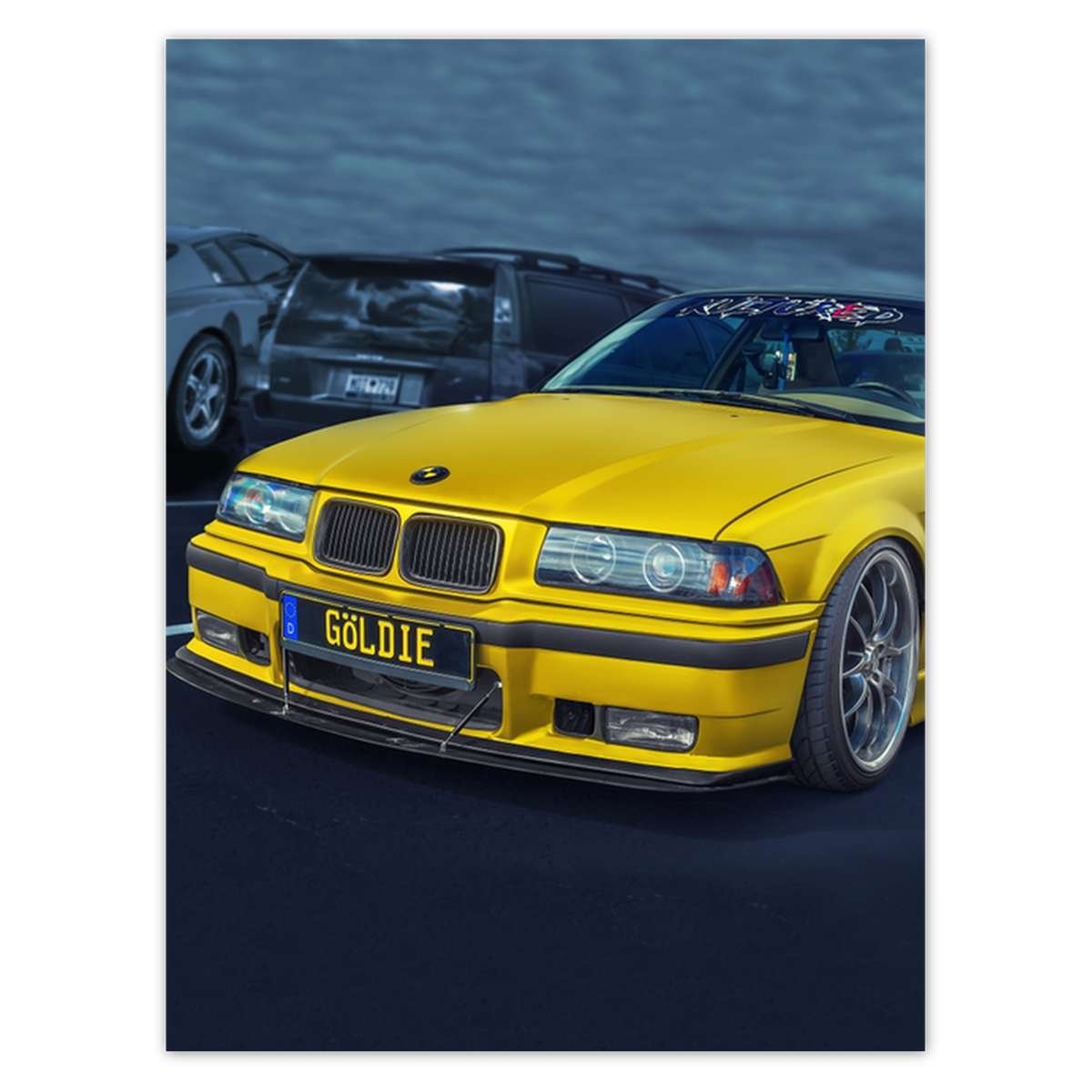 Naklejka ścienna 30x40 Złoty Samochód BMW Auto