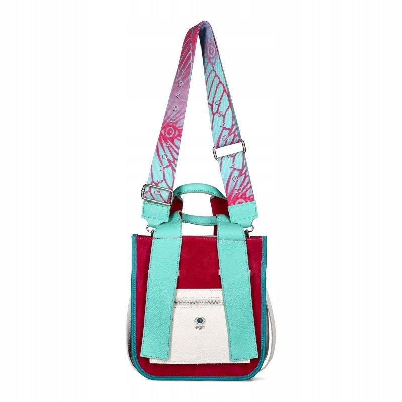 Torebka Damska EGO Skórzana Listonoszka Pojemna Na Ramię Elegancka Fuksja