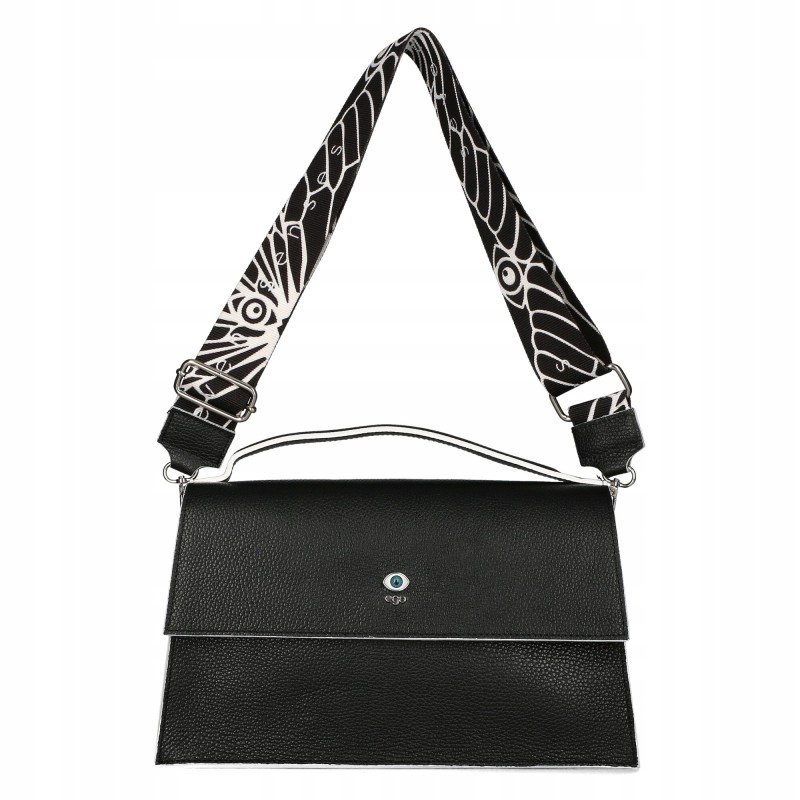 Torebka Damska EGO Skórzana Listonoszka Pojemna Na Ramię Elegancka Czarna