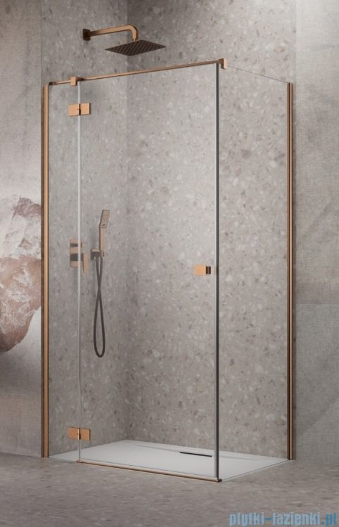 Radaway Essenza Kdj Brushed Copper kabina 120x100cm lewa szczotkowana miedź 1385042-93-01L/1384052-01-01
