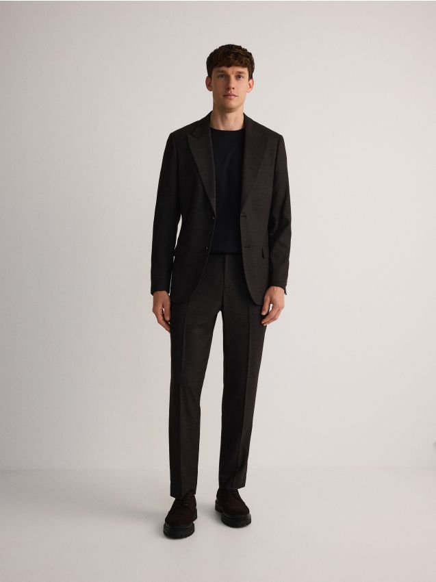 Reserved - Marynarka slim fit z wiskozą - czarny