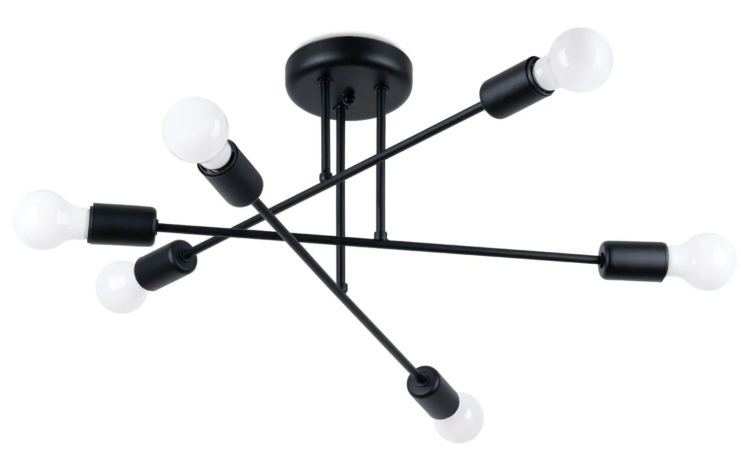 Czarna industrialna lampa sufitowa patyki - A633 Klemir