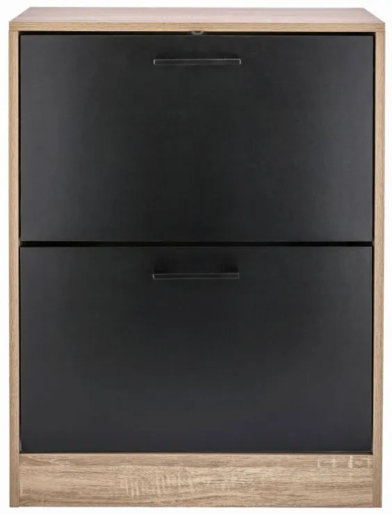 Dwukomorowa nowoczesna szafka na buty czarny naturalny + Z5-L14