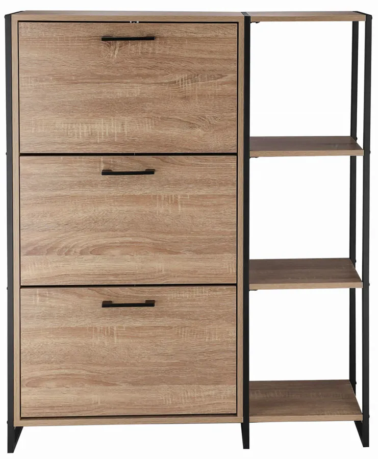 Szafka trzydrzwiowa na buty z regałem w stylu loft D2-A75